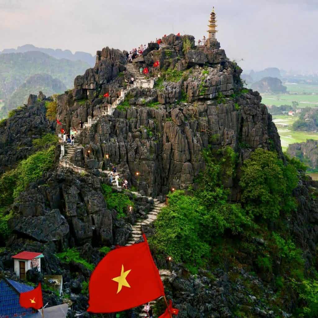 Vietnam mountain pagoda with scenic views and cultural significance.