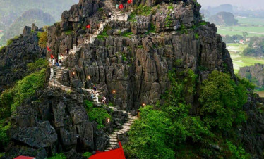 Vietnam mountain pagoda with scenic views and cultural significance.