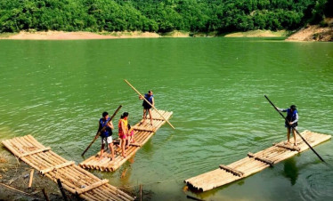 Ha Long Bay bamboo boat adventure with local guides.
