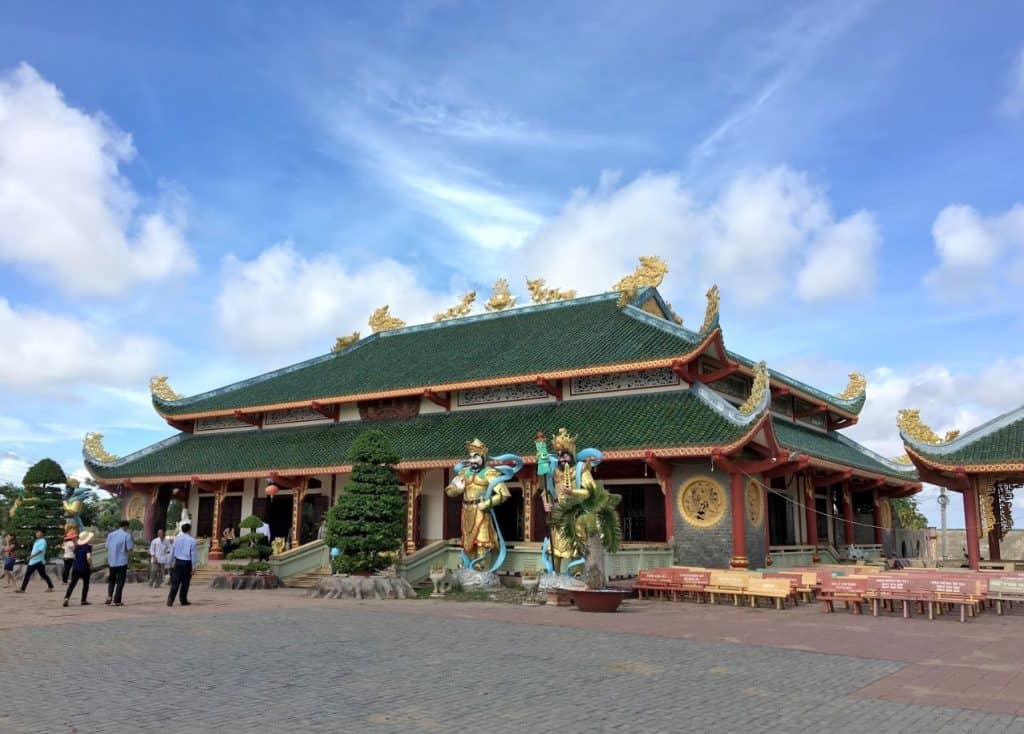 Mekong Delta temple showcasing traditional architecture and cultural beauty.
