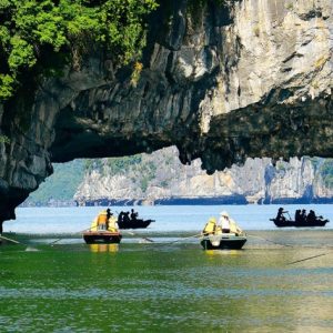 halong-bay-luon-cave-bamboo-boat-archway-viettrendtour