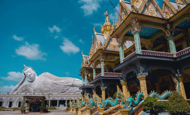 Ancient temple with intricate architecture and a serene atmosphere, perfect for spiritual exploratio.