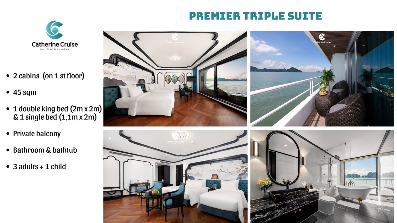 Luxurious cabin interior with ocean views on a cruise ship.