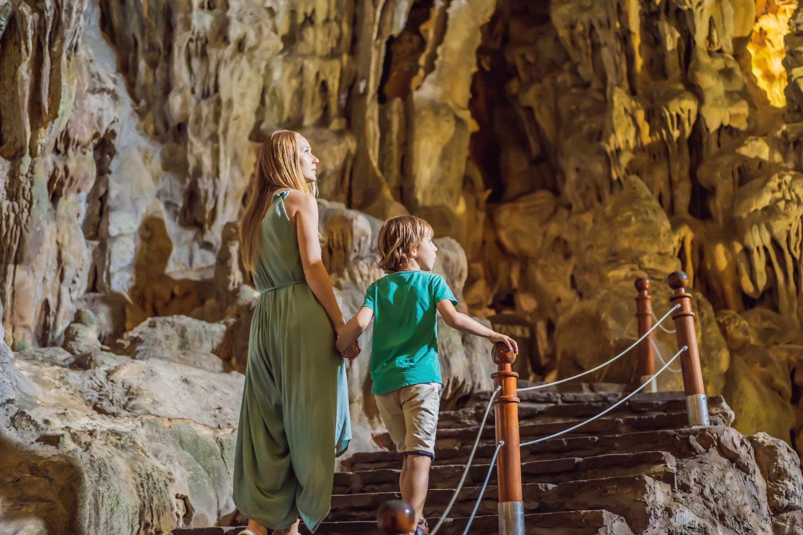 Mom,And,Son,Tourists,In,Hang,Sung,Sot,Grotto,Cave