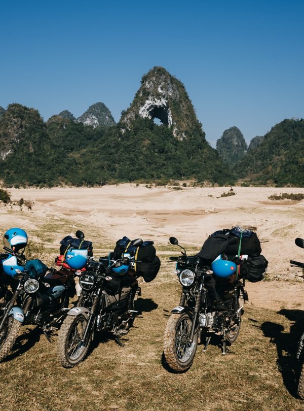 Motorbiking adventure through stunning landscapes in Vietnam.