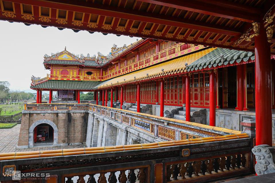 Hue Imperial Palace view with historic architecture and vibrant colors, perfect for cultural explora.