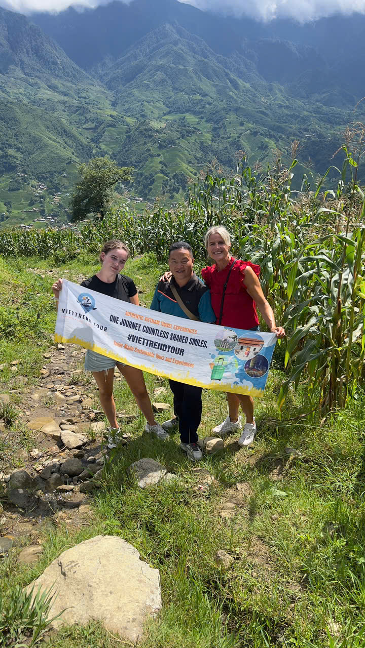 Scenic mountain trekking in Sapa with lush green terraces and vibrant local culture.