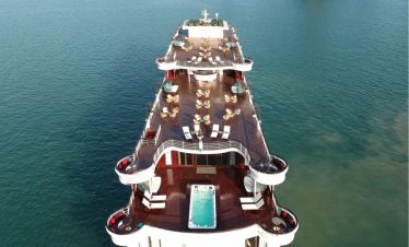 ViettrendTour Ambassador Cruise Halong Bay 2 Nights - Stunning view of limestone karsts and emerald.