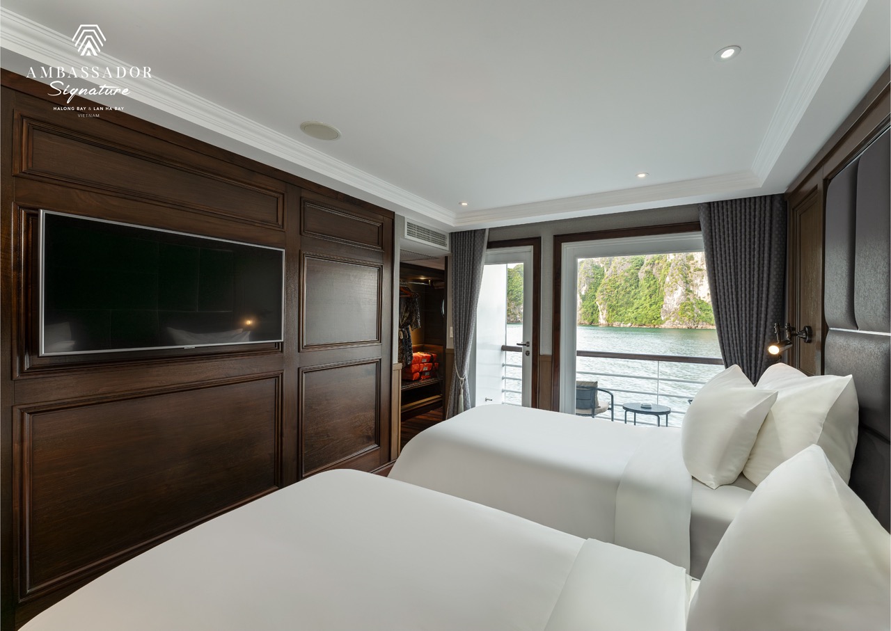 Stunning cruise balcony scene showcasing elegant interiors and scenic water views, perfect for a mem.
