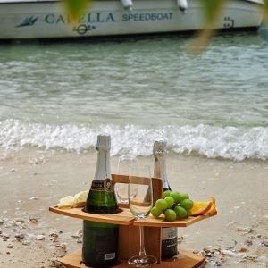 beach-champagne-speedboat-picnic-capella-cruise-lan-ha-bay-viettrendtour