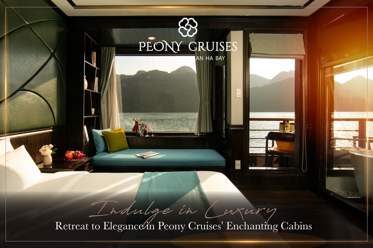 Scenic view of Halong Bay from cruise balcony with tranquil waters and lush islands, perfect for a r.