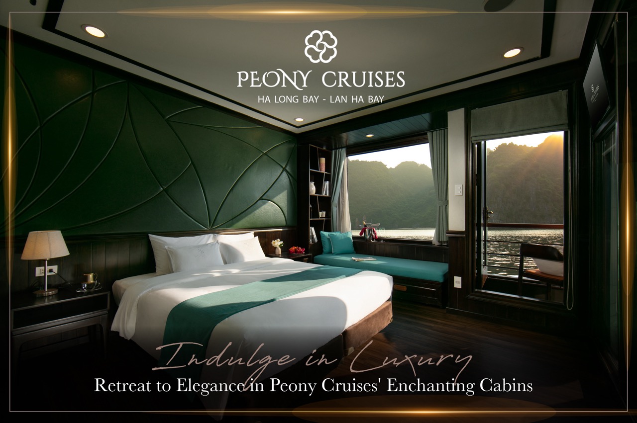Stunning Halong Bay scenery from a cruise balcony, showcasing tranquil waters and lush islands, perf.