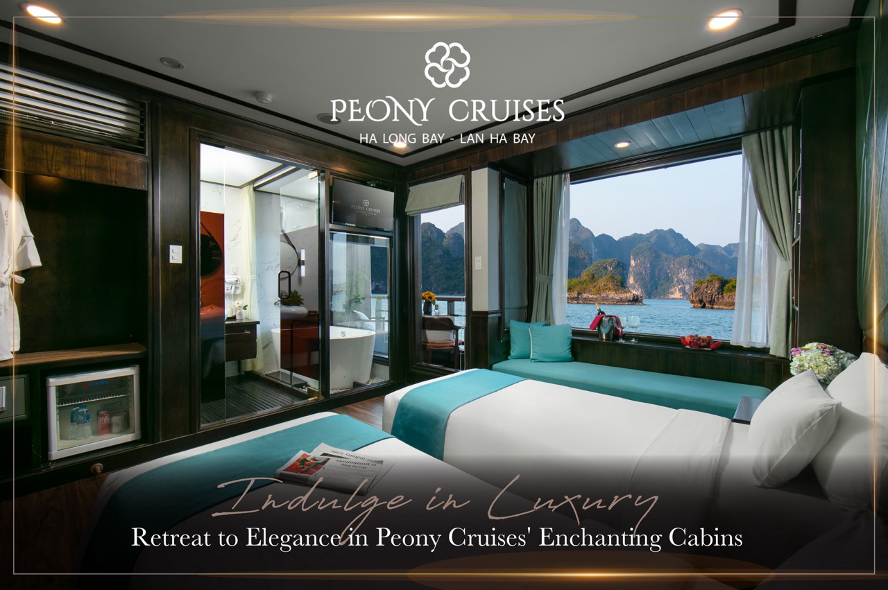 Elegant cruise balcony view of Halong Bay with scenic limestone islands, perfect for a romantic geta.