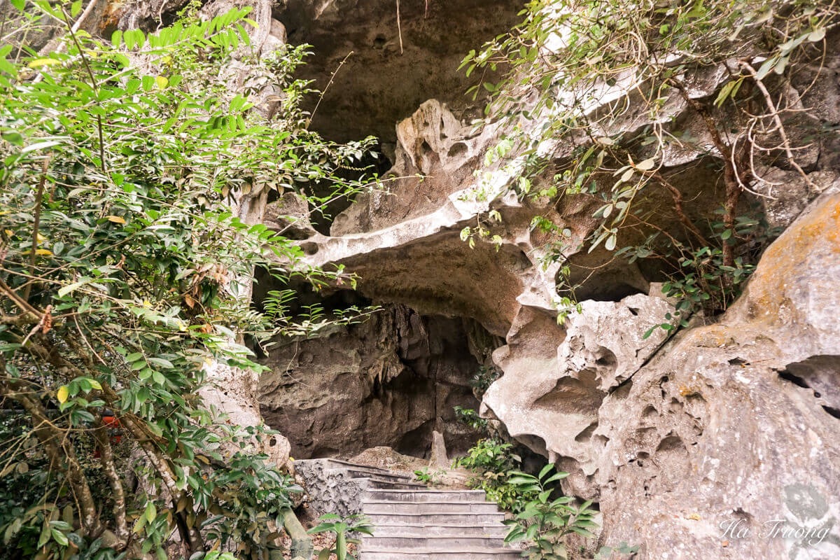 Stunning view of limestone karsts and lush greenery in Halong Bay, perfect for a relaxing cruise exp.