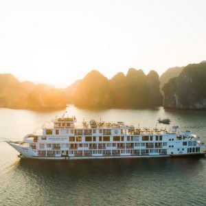 cruise-exterior-sunrise-glow-ambassador-cruise-halong-bay-viettrendtour
