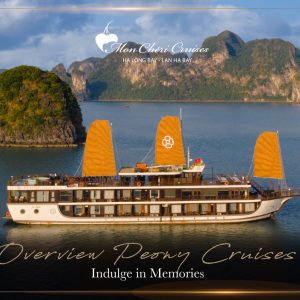 Golden sails meet emerald islands—Peony Cruises gliding across Lan Ha Bay. Create your tailor-made voyage with ViettrendTour. WhatsApp +84 898 265 688.