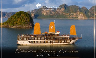 Peony Cruise Halong Bay - Golden sails meet emerald islands—Peony Cruises gliding across Lan Ha Bay. Create your tailor-made voyage with ViettrendTour. WhatsApp +84 898 265 688.