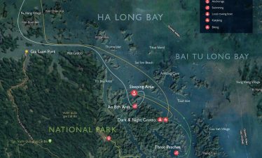 Stunning Ha Long Bay cruise map showcasing scenic routes and popular sightseeing spots in Vietnam.
