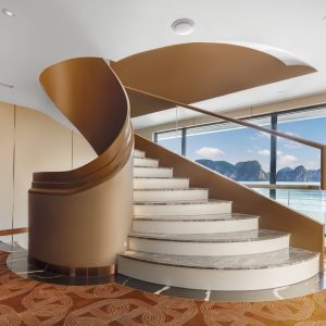 lobby-spiral-staircase-view-grand-pioneers-cruise-halong-bay-viettrendtour