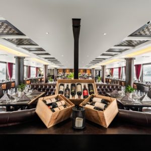 restaurant-fine-dining-wine-display-ambassador-cruise-halong-bay-viettrendtour