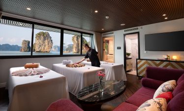 Stunning sea view from luxury massage room at ViettrendTour resort in Vietnam.