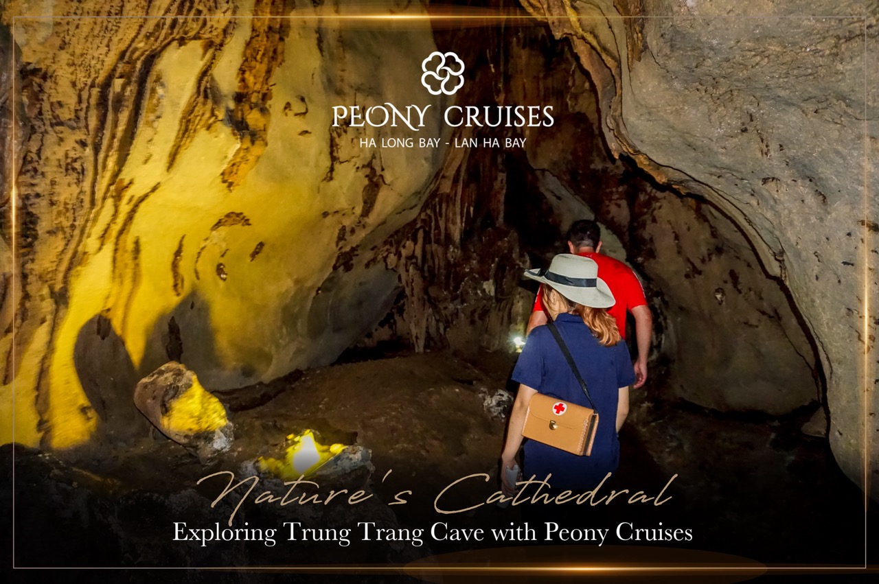 Exploring Halong Bay caves with travelers enjoying the stunning natural formations and adventurous a.
