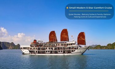 Luxurious Alisa Premier Cruise sailing through stunning Halong Bay, offering unforgettable scenic vi.