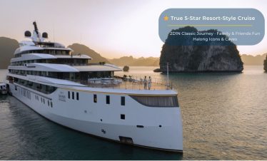 Luxury yacht cruise in Halong Bay, Vietnam for unforgettable vacation adventures.