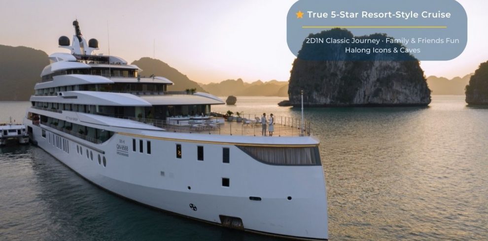 Luxury yacht cruise in Halong Bay, Vietnam for unforgettable vacation adventures.