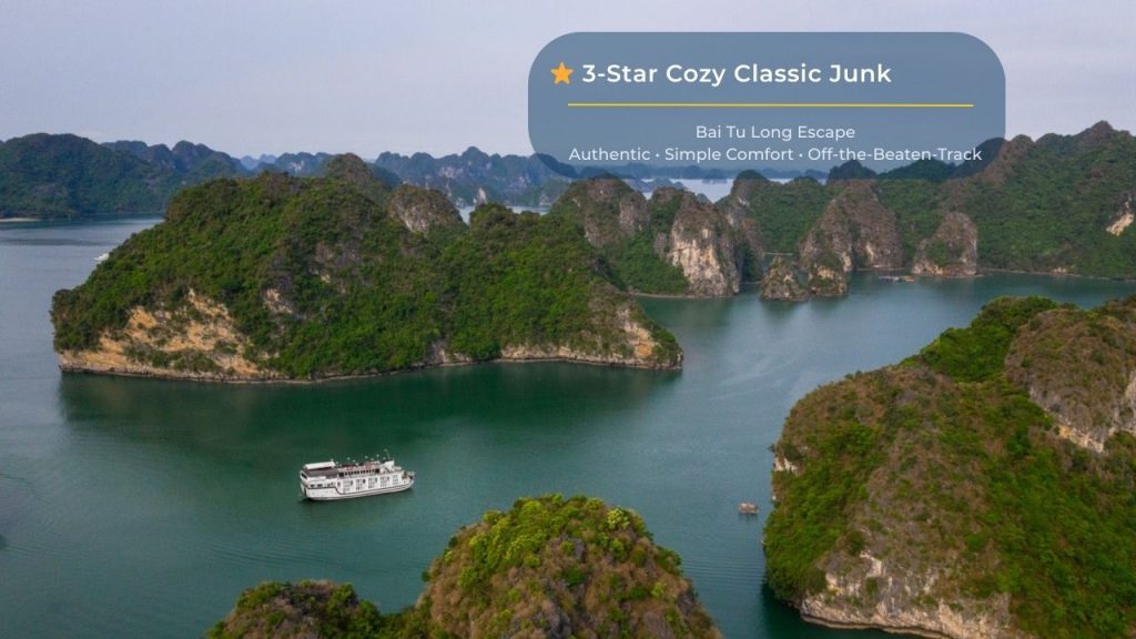 Stunning Halong Bay scenery with cruise ship and lush islands, perfect for a luxurious getaway.