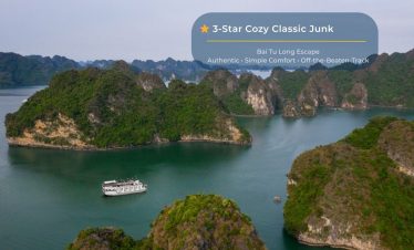 Stunning Halong Bay scenery with cruise ship and lush islands, perfect for a luxurious getaway.