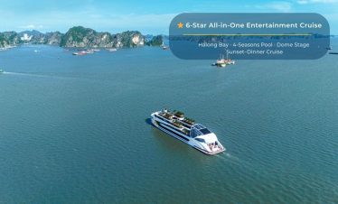Luxury cruise on Halong Bay with sunset dinner and 4-season pool.