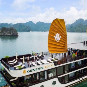 Aerial Sundeck Scene – Lan Ha Bay – ViettrendTour