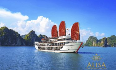 Beautiful Halong Bay cruise with traditional sails, scenic limestone islands, and tranquil waters.