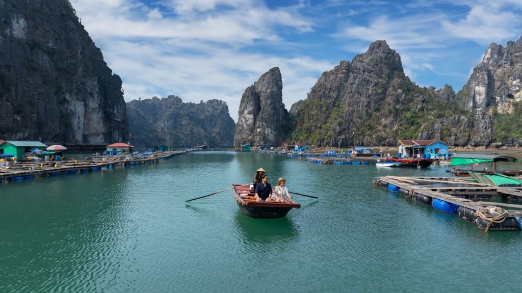 Scenic Halong Bay landscape with limestone karsts and calm waters, perfect for cruising and sightsee.