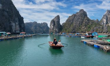 Scenic Halong Bay landscape with limestone karsts and calm waters, perfect for cruising and sightsee.