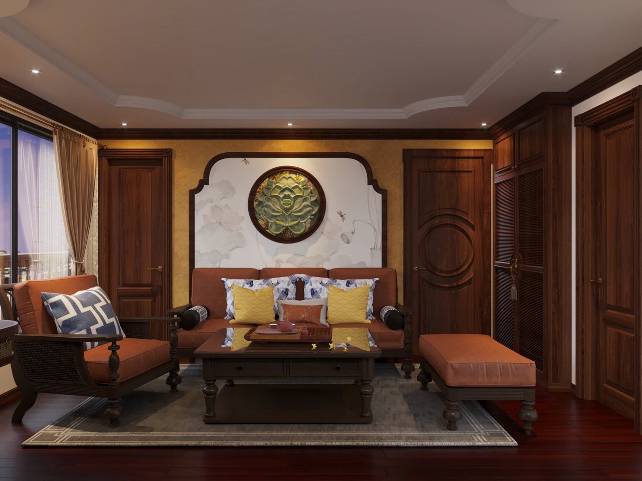 Elegant cruise lounge with plush seating and classic decor, perfect for relaxing and enjoying scenic.
