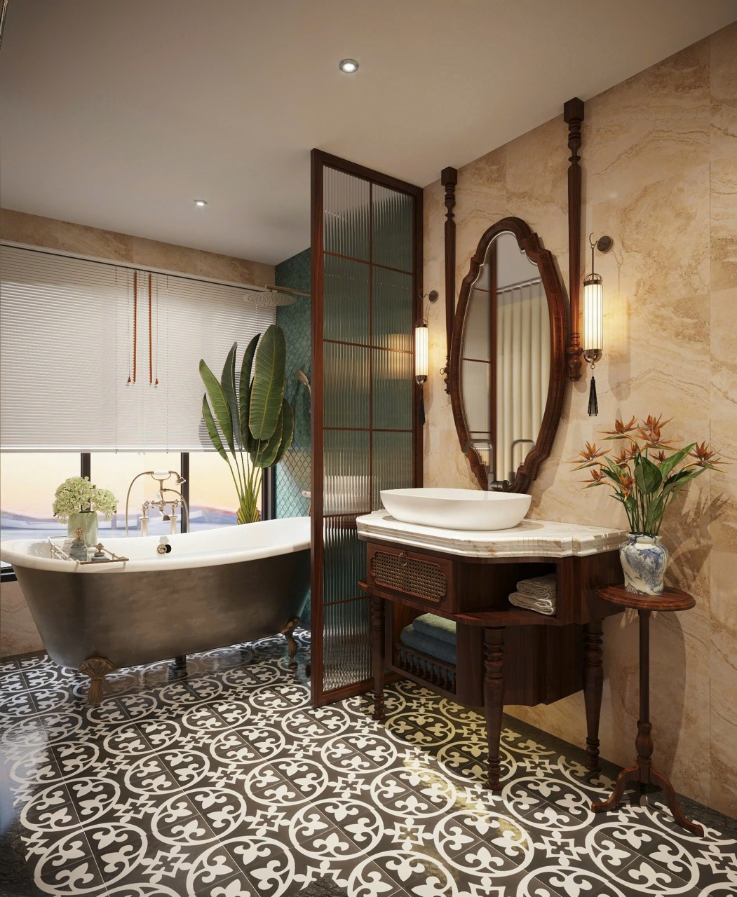 Luxurious Bai Tu Long Cruise bathroom with elegant decor and relaxing ambiance, perfect for a memora.