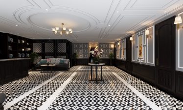 Luxurious cruise lounge with elegant decor and stylish furnishings on Lan Ha Bay.