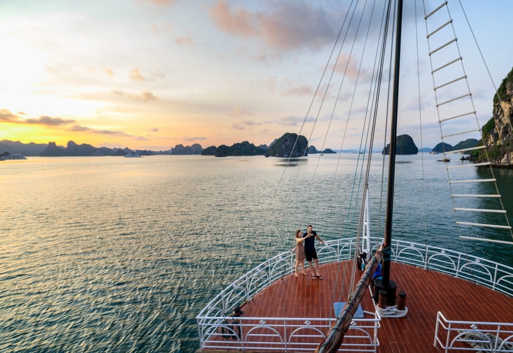 Sunset cruise in Halong Bay with ViettrendTour.
